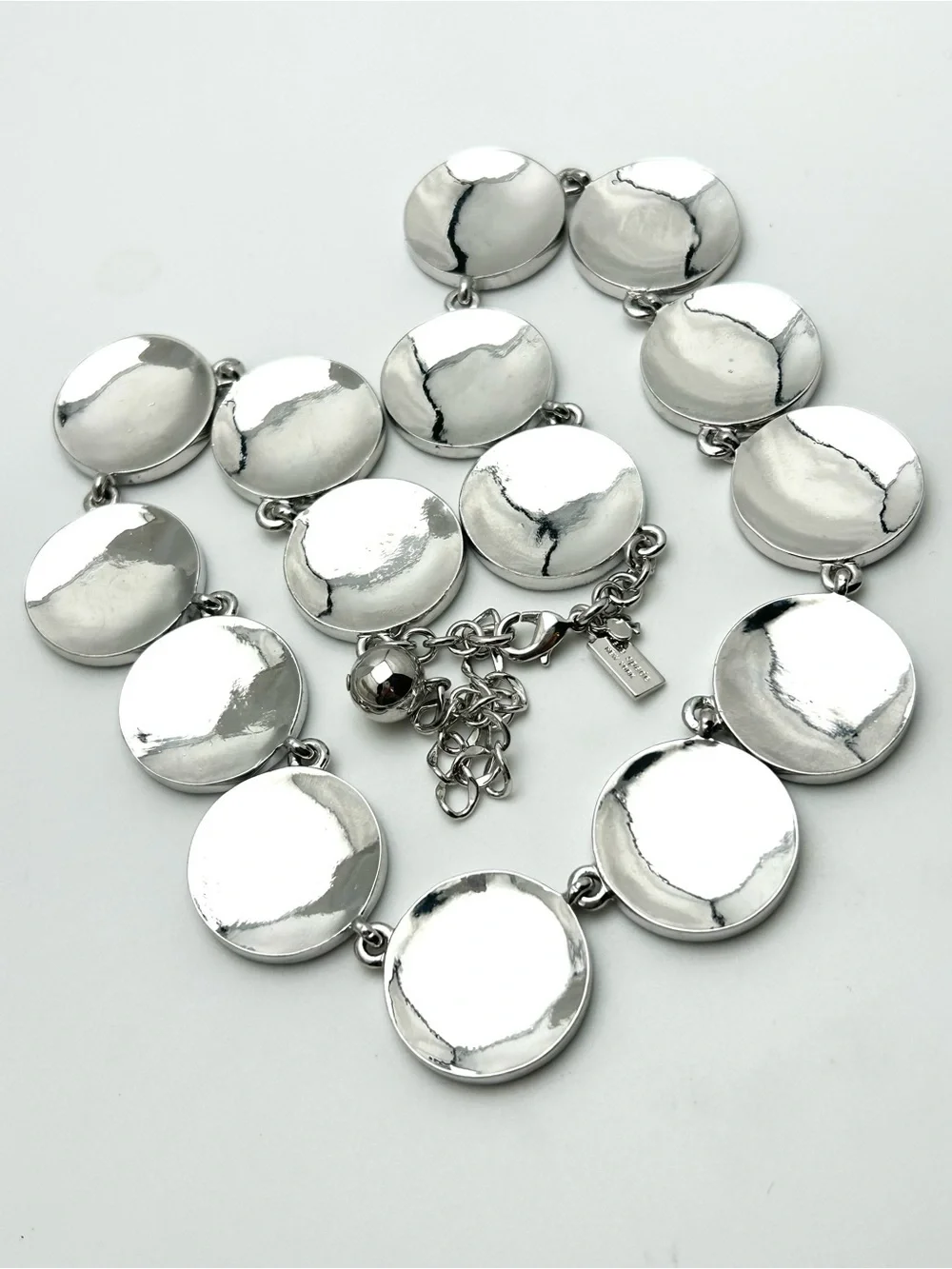 Kate Spade Bright Spot Pave Disc Silver Necklace